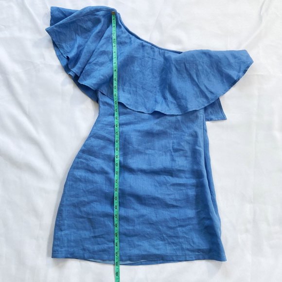 NWT Capulet X Revolve Clara Azure Blue One Shoulder Ruffle Mini Dress S - Picture 10 of 13